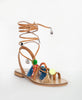 TWIN-SET Leather sandals with pom poms and charms 211TCT180