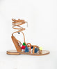 TWIN-SET Leather sandals with pom poms and charms 211TCT180