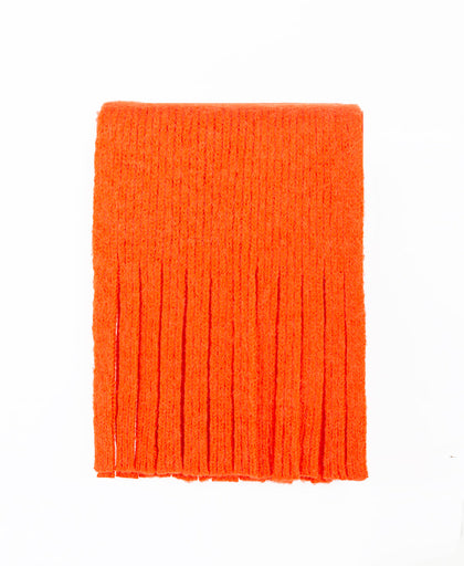 Sciarpa Liviana Conti arancione in misto lana alpaca e lana con maxi frange al fondo