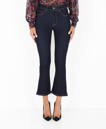 Jeans flare Manila Grace in denim di cotone super stretch a vita alta