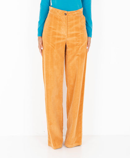 Pantalone palazzo arancione Silvian Heach in velluto di cotone a coste