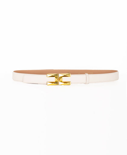 Cintura burro Elisabetta Franchi in simil pelle con chiusura con fibbia logo diamantato light gold