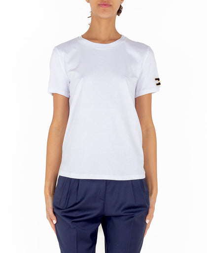 T shirt bianca Elisabetta Franchi a manica corta con applicazione logo