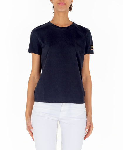T shirt nera Elisabetta Franchi a manica corta con applicazione logo