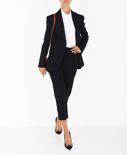 Outfit con la camicia banca Liviana Conti in cotone a manica lunga con maxi polsino