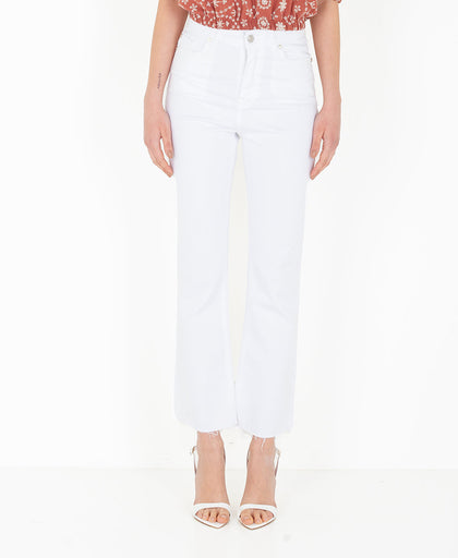 Jeans flare bianchi Silvian Heach in denim di cotone stretch a vita alta